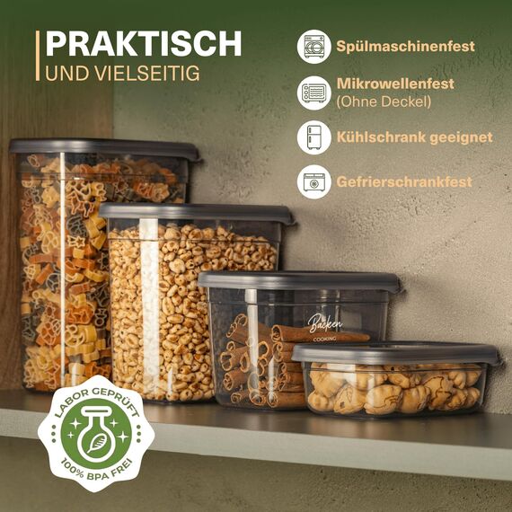 Viwares luftdichte Vorratsdosen mit Deckel | 20er Vorratsbehälter Set | BPA-FREI | Zur Müsli Mehl und Zucker Aufbewahrung | Praktische Aufbewahrungsbox Küche für alle Lebensmittel