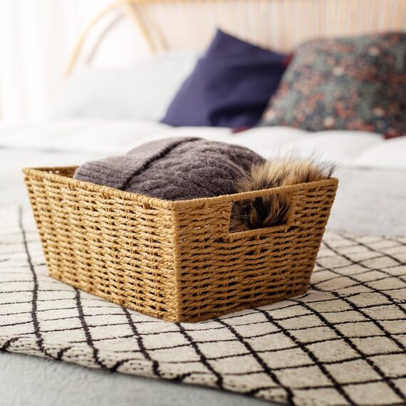 Compactor RAN6542 handgefertigter Korb aus Papier, rechteckig, helles Holz, 31 x 24 x Höhe 14 cm