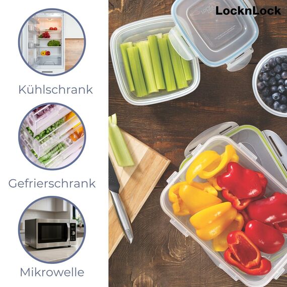 LocknLock PP Classic Vorratsdosen Set 5tlg., 180 ml, 410 ml, 750 ml, 1,2 L, 2 L, Vorratsdosen mit Deckel luftdicht & auslaufsicher, Gefrier-, Spülmaschinen- & Mikrowellengeeignete Meal Prep Boxen