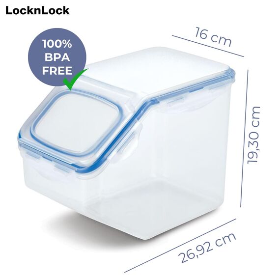 LocknLock PP Classic Küchen Caddy mit Klappdeckel | 5L | 25,7 x 15,7 x 19,1 cm | Vorratsdose Schüttdose | Halb Luftdichte Aufbewahrungsbox für Lebensmittel | Müslispender