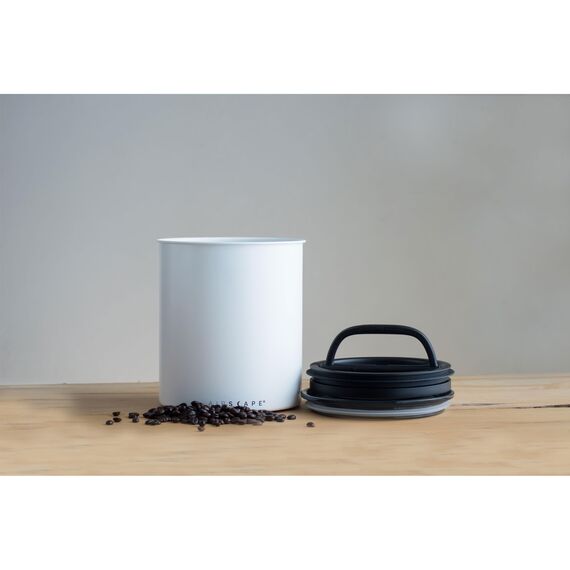 Airscape Kaffee-Aufbewahrungsdose (1,1 kg trockene Bohnen) – großer Behälter in Kilogröße, patentierter luftdichter Deckel drückt Luft heraus, um die Frische von Lebensmitteln zu bewahren (weiß)