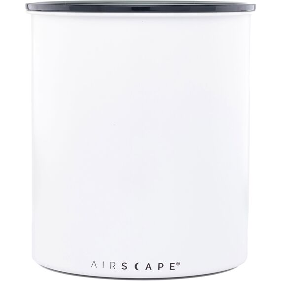 Airscape Kaffee-Aufbewahrungsdose (1,1 kg trockene Bohnen) – großer Behälter in Kilogröße, patentierter luftdichter Deckel drückt Luft heraus, um die Frische von Lebensmitteln zu bewahren (weiß)