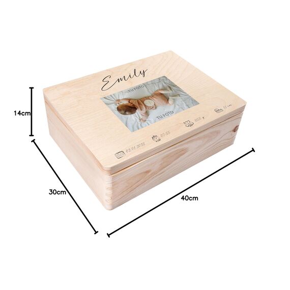 Creative Deco Foto Erinnerungsbox Baby Holzkiste Fotogeschenke Personalisierte | für Geburt & Taufe | dein Eigenes Bild Individuelle Geschenk für Mädchen und Jungen | Erinnerungskiste