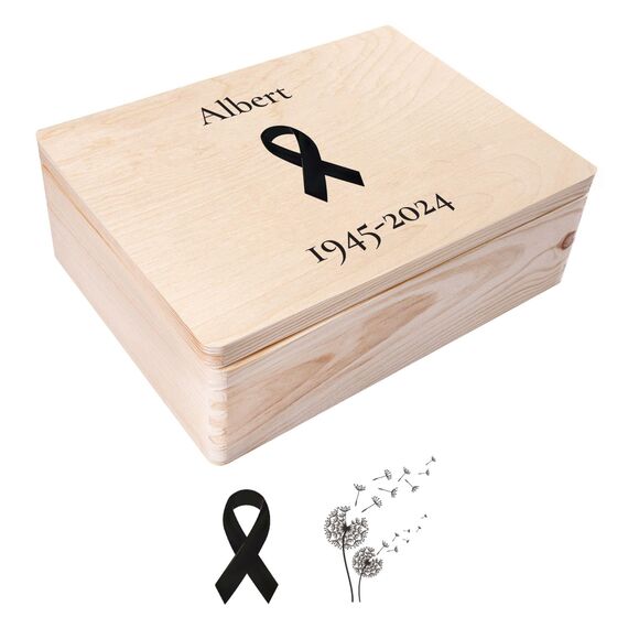 Creative Deco Trauerkiste Erinnerungen Holz | Trauer Personalisiert mit Namen, Wunschtext | für/wie Trauerkarte Besonders, Kondolenzkarte, Beileidskarte | In Gedenk, Andenken an Verstorbene