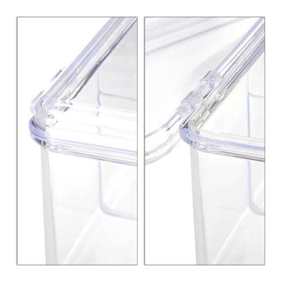 Relaxdays Teebox, 6 Fächer, 90 Teebeutel, Teedose mit Klappdeckel, Aromaschutz, HxBxT 9 x 21,5 x 14,5 cm, transparent (Packung mit 2)