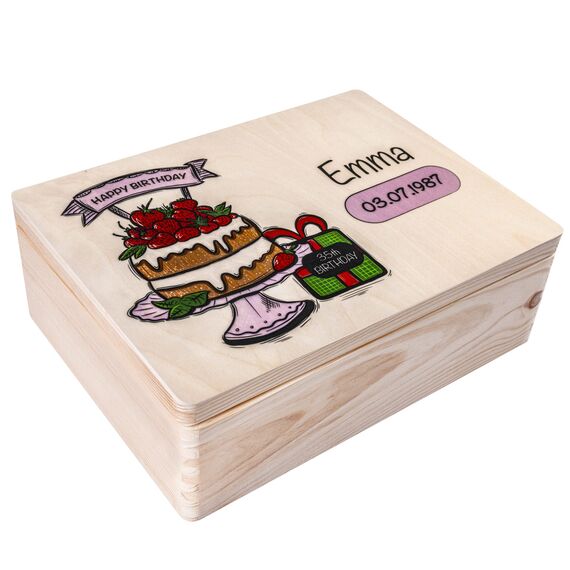 Creative Deco Personalisiert Geburtstag Geschenke für Frauen, Männer und Kinder Erinnerungsbox Holzkiste | Mehrere Motiv für Geburtstag | Individuelle Geschenk | Geschenkkiste Geschenkbox