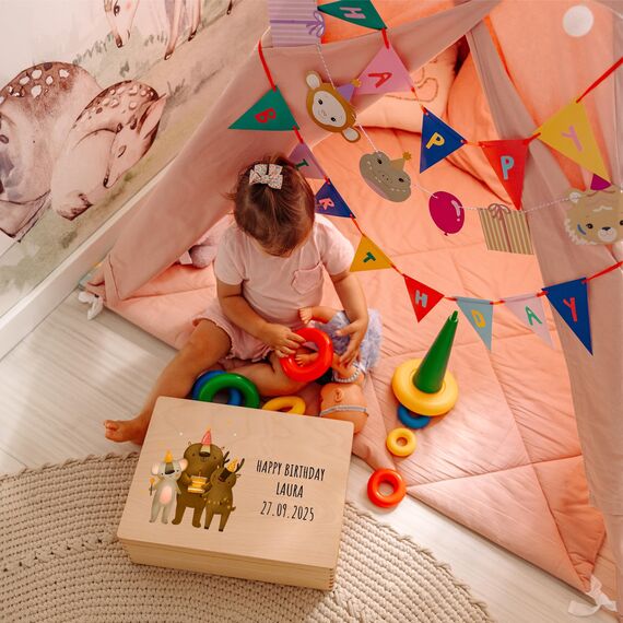 Creative Deco Personalisierte Kinder Geburtstag Geschenke Geburtstagsgeschenk für Mädchen, Junge, Baby | Erinnerungsbox Holzkiste | Individuelles Geschenk | Geschenkkiste Geschenkbox