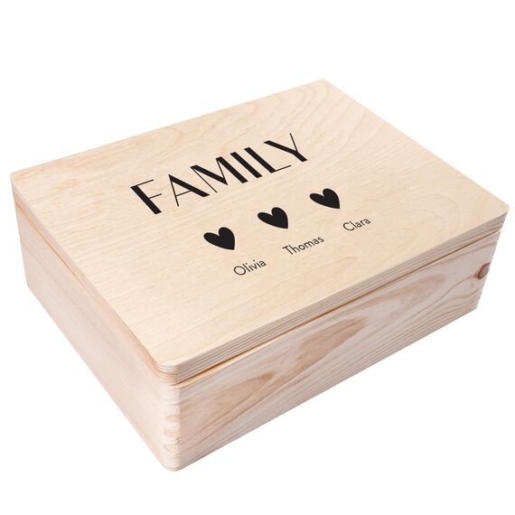 Creative Deco Familie Personalisierte Geschenke mit Namen Holzkiste | Dein Eigener Beliebig Personalisiert Text Individuelle Geschenk | Geschenkkiste Geschenkbox | Für Frauen, Männer und Kinder | Deko