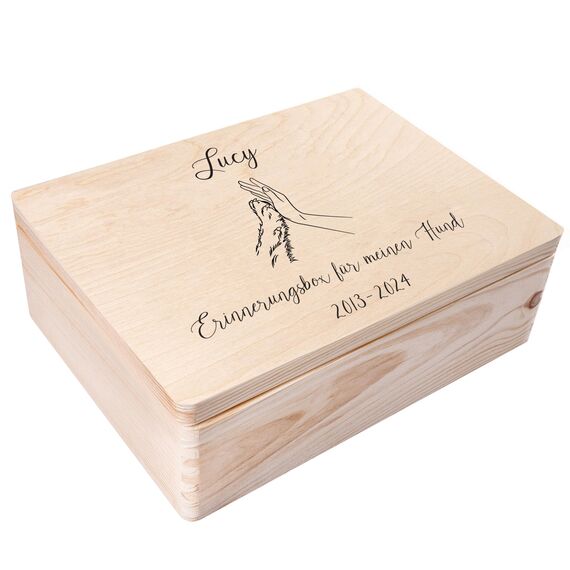 Creative Deco Trauerkiste Erinnerungsbox Katze Hund | Trauer Personalisiert mit Wunschtext | Aufbewahrungsbox für Tierspielzeug Fotos | In Gedenk, Andenken an Verstorbene | Geschenkbox