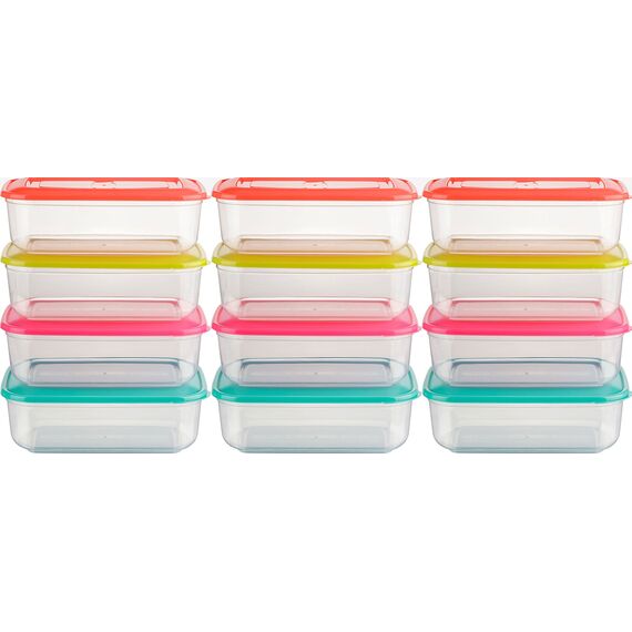 Kigima Gefrierdosen 12x2,5L rechteckig mehrfarbig – Vorratsdosen mit Deckel luftdicht – Frischhaltedosen mit Deckel – Aufbewahrungsbox Küche für Mealprep & Organisation