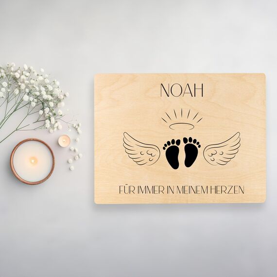 Creative Deco Trauerkiste Erinnerungsbox Sternenkind | 40 x 30 x 14 cm | Trauer Personalisiert Holzkiste für Sternenkinder Andenken | wie Trauerkarte, Beileidskarte, Kondolenzkarte