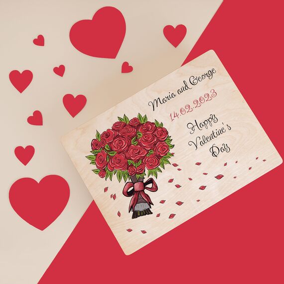Creative Deco Personalisierte Geschenke Wunschtext Holzkiste | Romantisches Geschenk Valentinstag für Ihn und Sie Deko | Individuelles Geschenk für Frauen, Mädchen und Paar | Mehrere Motive