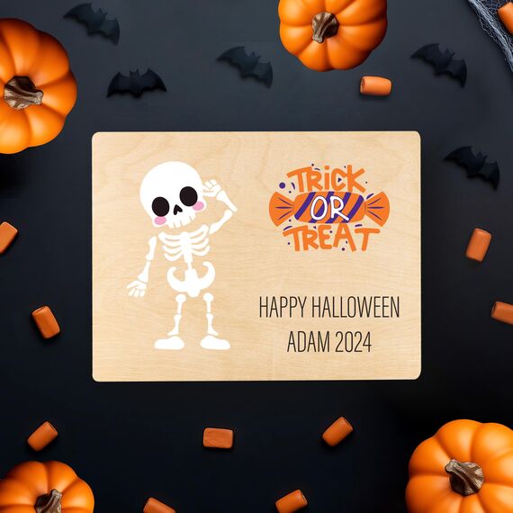 Creative Deco Halloween Deko Outdoor/innen für Süßigkeiten | Personalisierte Holzkiste | Geschenkbox Box für Süßes oder Saures | Individuelles Geschenk | Garten Accessoires Dekoration Schale
