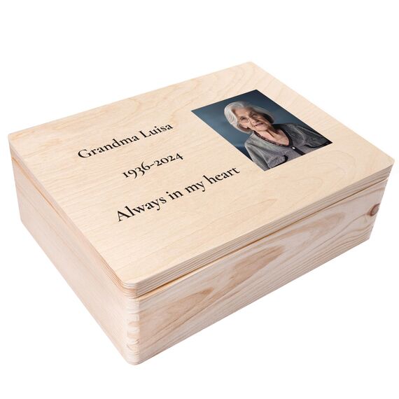 Creative Deco Trauerkiste Erinnerungen Holz | Trauer Personalisiert mit Namen, Wunschtext, Foto | für/wie Trauerkarte Besonders, Kondolenzkarte, Beileidskarte | In Gedenk, Andenken an Verstorbene