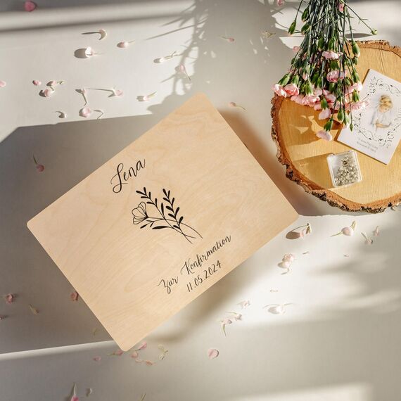 Creative Deco Personalisiert Kommunion/Konfirmation Geschenke für Mädchen und Jungen - Holzkiste | Kelch Motiv | Individuelle Geschenk Erinnerungsbox | Erstkommunion Deko