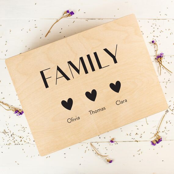 Creative Deco Familie Personalisierte Geschenke mit Namen Holzkiste | Dein Eigener Beliebig Personalisiert Text Individuelle Geschenk | Geschenkkiste Geschenkbox | Für Frauen, Männer und Kinder | Deko
