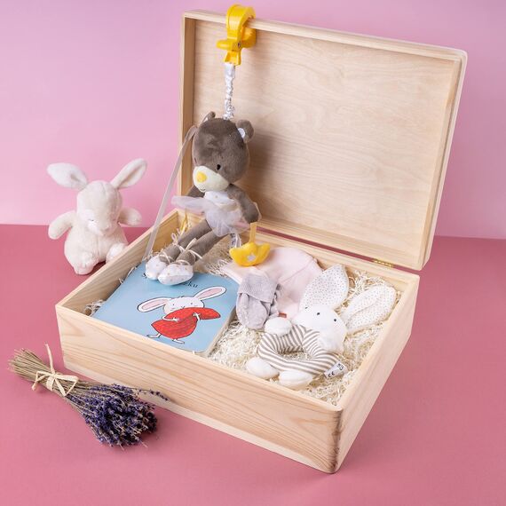 Creative Deco XL Große Holzkiste mit Deckel | 40x30x14 cm (+/-1cm) | Erinnerungsbox Baby Holzbox mit Deckel Unlackiert Kasten | Für Dokumente, Spielzeug, Ostern | ROH, UNGESCHLIFFEN