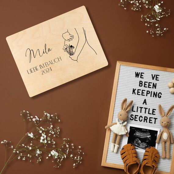 Creative Deco Erinnerungskiste Baby Personalisiert | Holzkiste Geschenkkiste | 40 x 30 x 14 cm | Individuelle Geschenke für Schwangere werdende Mutter