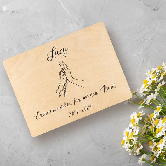 Creative Deco Trauerkiste Erinnerungsbox Katze Hund | Trauer Personalisiert mit Wunschtext | Aufbewahrungsbox für Tierspielzeug Fotos | In Gedenk, Andenken an Verstorbene | Geschenkbox