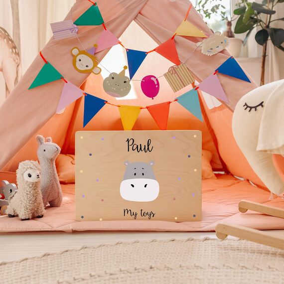 Creative Deco Personalisierte Geschenke Baby Holzkiste Spielzeugkiste mit Wunschnamen | Tiere | Spielzeug Aufbewahrung | Aufbewahrungsbox Kinder Spielzeugbox Geschenkkiste Geschenkbox Erinnerungsbox