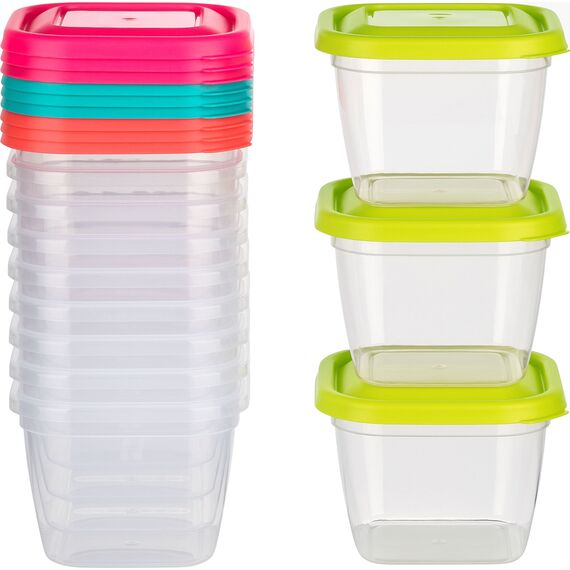 Kigima Mini-Gefrierdosen 12x0,47L quadratisch mehrfarbig – Vorratsdosen mit Deckel luftdicht – Frischhaltedosen mit Deckel – Aufbewahrungsbox Küche für Mealprep & Organisation