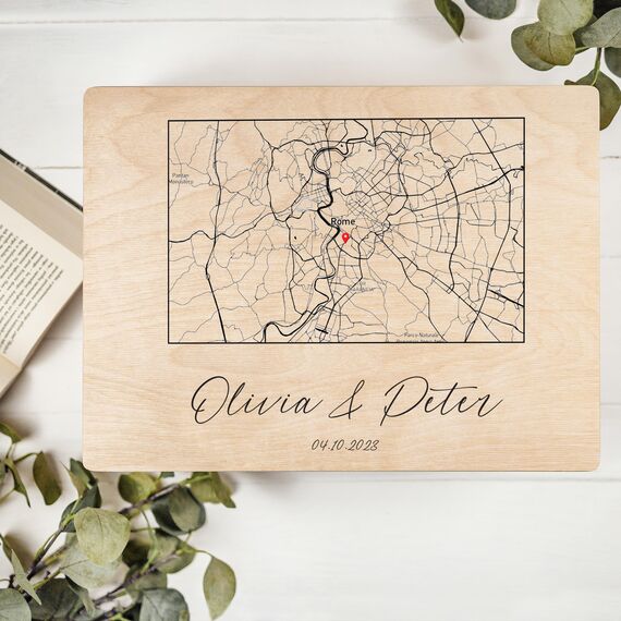 Creative Deco Wo Alles Begann Personalisierte Geschenke Koordinaten + Wunschtext Holzkiste | Geschenk für Ihn und Sie Deko | Individuelles Geschenk für Frauen, Männer und Paar