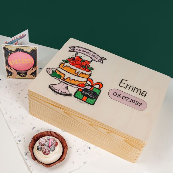 Creative Deco Personalisiert Geburtstag Geschenke für Frauen, Männer und Kinder Erinnerungsbox Holzkiste | Mehrere Motiv für Geburtstag | Individuelle Geschenk | Geschenkkiste Geschenkbox