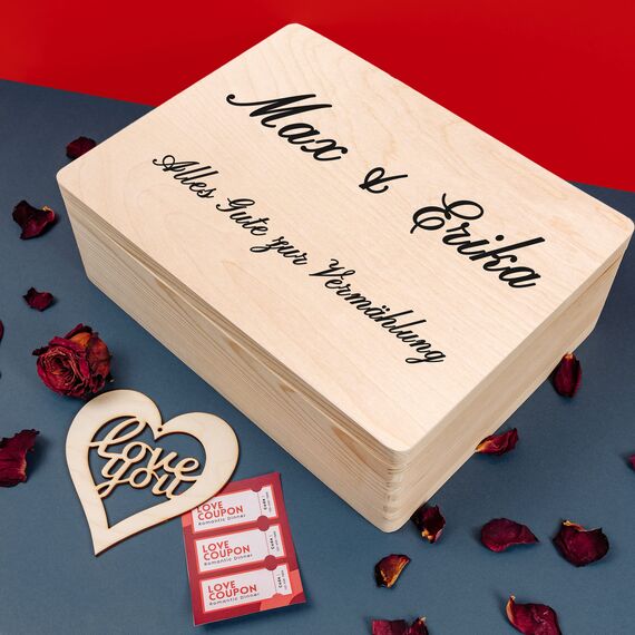 Creative Deco Personalisierte Geschenke Wunschtext Holzkiste | Dein Eigener Beliebig Text Individuelle Geschenk | Geschenkkiste Geschenkbox | Für Frauen, Männer und Paar | 40 x 30 x 14 cm