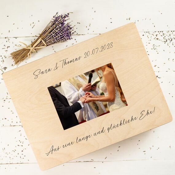 Creative Deco Personalisierte Geschenke Wunschtext + Foto | Fotogeschenke Holzkiste | dein Eigenes Bild Individuelle Geschenk | Geschenkkiste Geschenkbox für Frauen, Männer und Paar | 40 x 30 x 14 cm