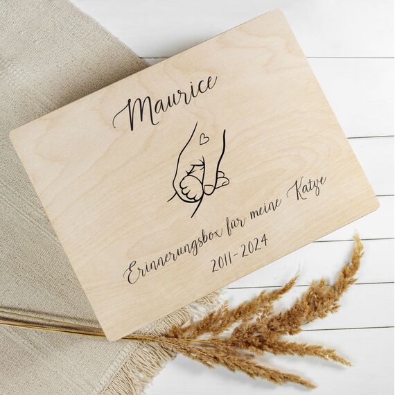 Creative Deco Trauerkiste Erinnerungsbox Katze Hund | Trauer Personalisiert mit Wunschtext | Aufbewahrungsbox für Tierspielzeug Fotos | In Gedenk, Andenken an Verstorbene | Geschenkbox