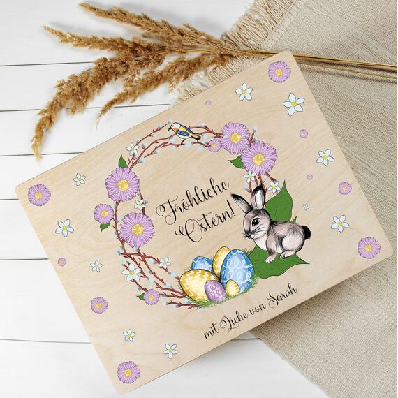 Creative Deco Personalisiert Ostern Deko Holzkiste Geschenke Ostergeschenke mit Wunschtext | Osterndeko Individuelle Geschenk für Frauen, Männer, Erwachsene und Kinder | Originale Osterhase Osterkorb