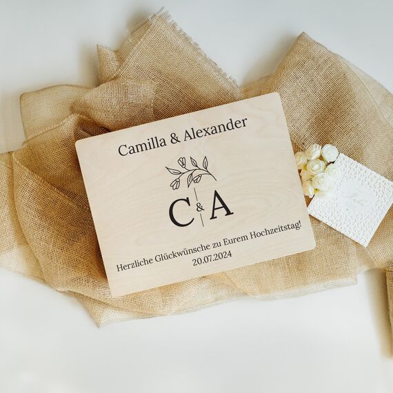 Creative Deco Hochzeitsgeschenke Personalisiert für Brautpaar | Geschenk zur Hochzeit | Erinnerungsbox Hochzeit | Geschenkkiste JGA | Holzkiste mit Deckel | Hochzeitsgeschenk Personalisierte Farbdruck