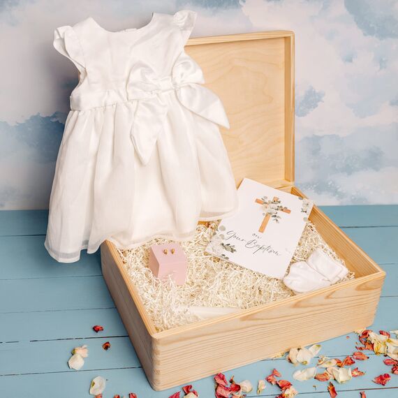 Creative Deco Personalisiert zur Taufe Geschenk für Mädchen und Junge | Mehrere Taufe Motive | Holzkiste Erinnerungsbox Deko | Individuelles Geschenk Spielzeugkiste Holzbox mit Deckel | Spardose