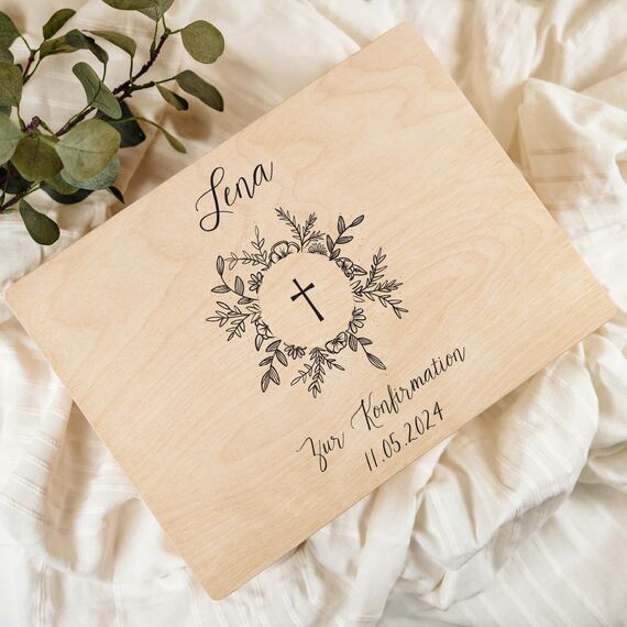 Creative Deco Personalisiert Kommunion/Konfirmation Geschenke für Mädchen und Jungen - Holzkiste | Kelch Motiv | Individuelle Geschenk Erinnerungsbox | Erstkommunion Deko