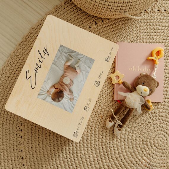 Creative Deco Foto Erinnerungsbox Baby Holzkiste Fotogeschenke Personalisierte | für Geburt & Taufe | dein Eigenes Bild Individuelle Geschenk für Mädchen und Jungen | Erinnerungskiste