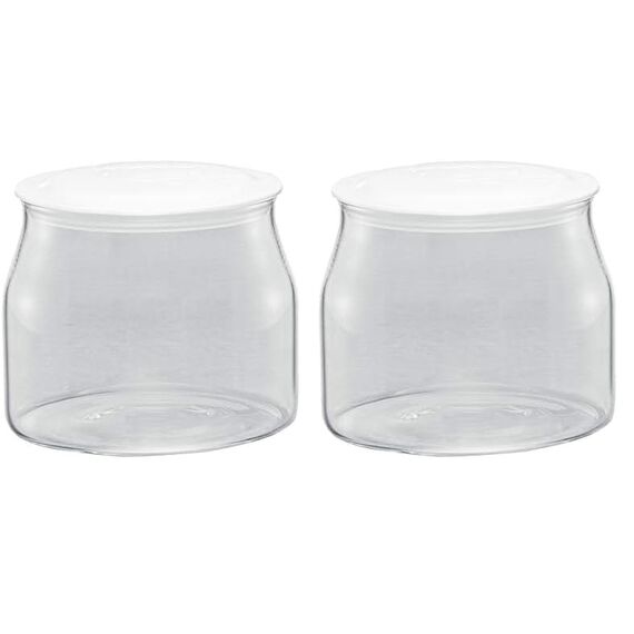 Rommelsbacher Ersatzglas JG 1 für Joghurt & Frischkäsebereiter JG 80-1,2 Liter, mit Deckel (Packung mit 2)