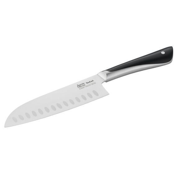 Tefal Jamie Oliver Santokumesser 16,5 cm, hohe Schneideleistung, unverwechselbares Design, widerstandsfähige und langlebige Klingen, Edelstahl, schwarz, K2671556