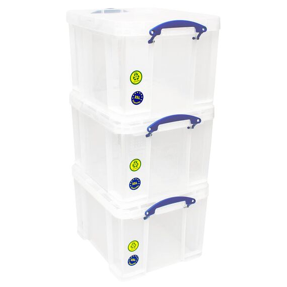 Really Useful Aufbewahrungsboxen 3er-Pack 35 l farblos