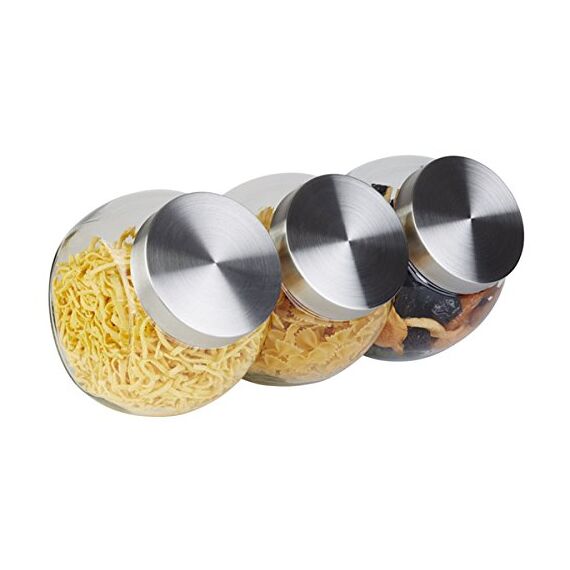 APS Vorratsglas 4er Set - Behälter mit Premium Glaskugel-Optik und Schraubdeckel aus rostfreiem Edelstahl - Aromadichte durch die hochwertigen Schraubdeckel