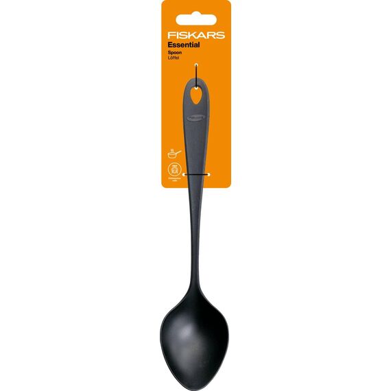 Fiskars Löffel mit spitzer Form, Essential, Kunststoff, Länge: 29,5 cm, Schwarz, 1079057
