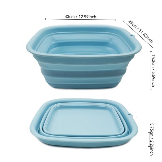 SAMMART 7,7 l zusammenklappbare Wanne – Faltbare Geschirrwanne – tragbares Waschbecken – platzsparende Kunststoff-Waschwanne (Sea Angel)