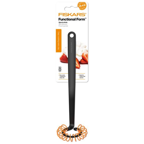 Fiskars Spiralbesen, Länge: 27 cm, Ø 6 cm, Kunststoff, Functional Form, Schwarz, 1014438