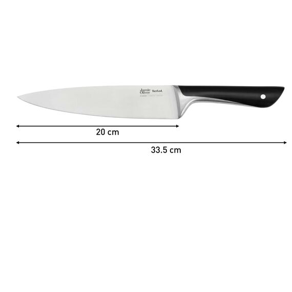 Tefal Jamie Oliver Kochmesser 20 cm, hohe Schneideleistung, unverwechselbares Design, widerstandsfähige und langlebige Klingen, Edelstahl, schwarz, K2670155