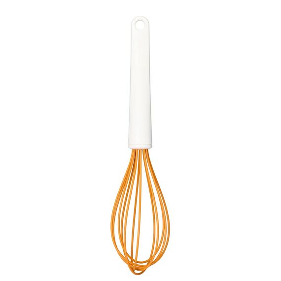 Fiskars Schneebesen mit Silikonbeschichteten Drähten, Länge: 29,7 cm, Kunststoff/Silikon, Orange/Weiß, Functional Form, 1023613