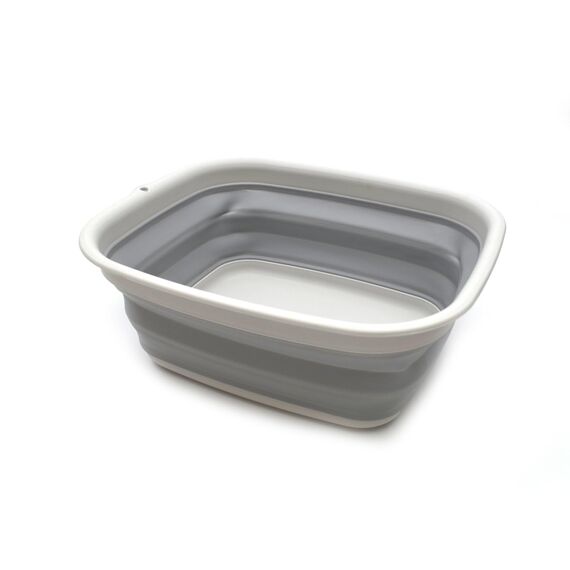 SAMMART 9,45L (2,5 Gallon) Collapsible Tub - Foldable Dish Tub - Portable Washing Basin - Space Saving Plastic Washtub (M. Grey, Mittel)