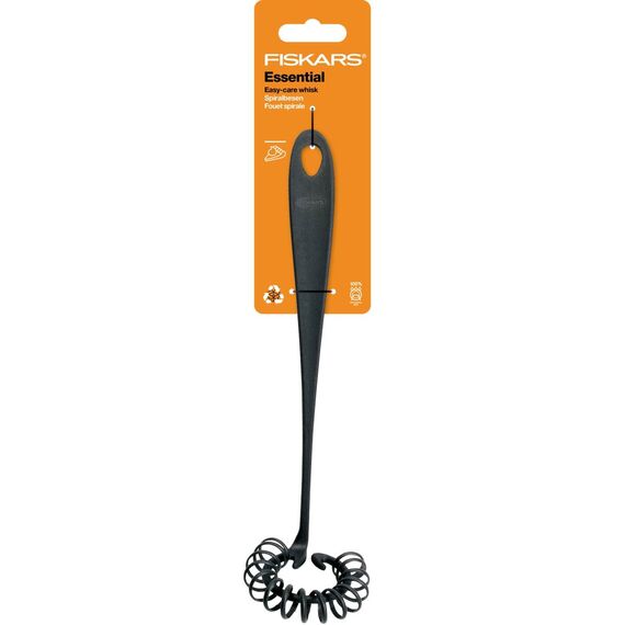 Fiskars Spiralbesen, Länge: 27 cm, Ø 7 cm, Essential, Kunststoff, Schwarz, 1065596