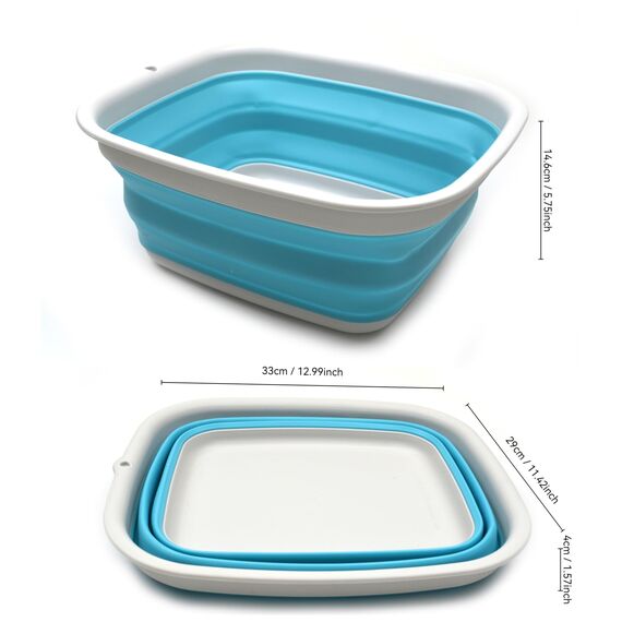 SAMMART 7,7L zusammenklappbare Wanne – Faltbare Spülwanne – tragbares Waschbecken – platzsparende Kunststoff-Waschwanne (Hellblau, klein)