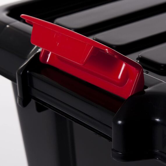 Iris Ohyama, Kunststoffboxen mit Deckel und Clip-Verschluss, 25L, 3er Set, nestbar, BPA-frei, Dachboden, Schuppen, Garage, SK-230, Schwarz