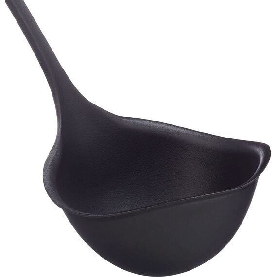 Fiskars Suppenlöffel mit tropfsicherem Rand, Essential, Kunststoff, Länge: 28,6 cm, Volumen: 100 ml, Für rechts- und linkshändigen Gebrauch, Schwarz, 1079059