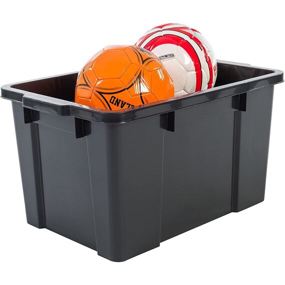 Iris Ohyama, Plastik Aufbewahrungsboxen mit Deckel und Clipverschluss, 50L, 3er Set, Stapelbar, Ineinandergreifend, BPA-frei, Dachboden, Schuppen, Garage, Garage, SK-450, Schwarz